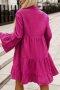 Дамска рокля тип риза в цвят циклама, 100% памук, снимка 2