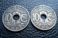 Стара монета 10 сантима 1931 г. и 1932 г. Франция - топ !, снимка 2