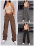 Дамски модни карго дънки с висока талия, 3цвята - 023, снимка 1 - Дънки - 40779727