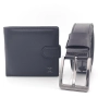 Портфейл и колан в черно от естествена кожа-Мъжки комплект, снимка 1