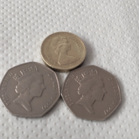 Продавам монети.Елизабет.ONE POUND1984.50пенса 1997., снимка 1 - Нумизматика и бонистика - 44791964