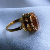 Позлатен сребърен пръстен с морганит, снимка 6 - Пръстени - 23497599
