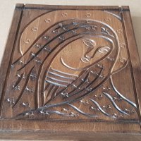 СТАРА дървена резбована Икона с Ботородица-дева Мария религия , снимка 4 - Икони - 42103377