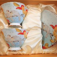 Комплект с есенен декор от костен порцелан за чай и кафе, снимка 1 - Чаши - 34528006