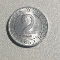 Австрия, 2 гроша 1952, Европа, Америка, Азия, Африка, снимка 1 - Нумизматика и бонистика - 36605652