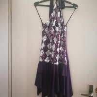 Официална лилава рокля с пайети, размер S-M. За танцови събития или като реквизит, снимка 2 - Рокли - 29335822