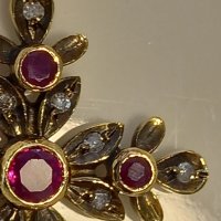 Златен кръст с рубини и брилянти уникат, снимка 7 - Колиета, медальони, синджири - 39145865