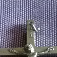 Medium Sterling Silver Inri Cross -39х24мм сребърно католическо кръстче Италия, снимка 3 - Колиета, медальони, синджири - 44719119