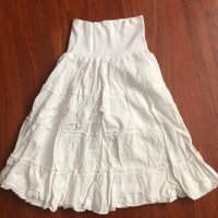 Бяла ленена пола с широк ластик, снимка 1 - Поли - 29533087
