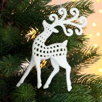 3230 Коледна декорация Бял елен с красиви рога, снимка 7 - Декорация за дома - 38535065