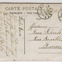 Стара черно-бяла картичка Монтрьо 1909, снимка 2 - Филателия - 44353636