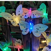 Верига от LED лампички за градината  с пеперуди, 12 лампи, снимка 3 - Градински мебели, декорация  - 44480489