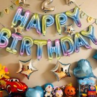 Балони цветни преливащи цветове Happy Birthday рожден ден надпис за рожден ден парти декор, снимка 1 - Други - 30523176