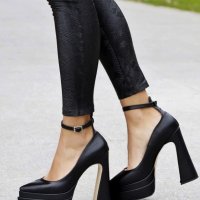 Обувки на ток - черна кожа - VT2, снимка 2 - Дамски обувки на ток - 44471608