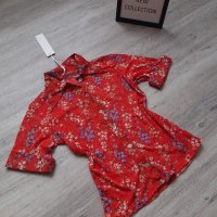 Нова колекция уникална червена риза на цветя с къс ръкав на намаление, снимка 1 - Ризи - 29452692