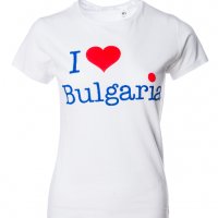 Нова дамска тениска с трансферен печат I LOVE BULGARIA (Аз обичам България), снимка 1 - Тениски - 37731397