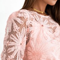 Дамска ефектна блуза в розово с дълъг ръкав, снимка 5 - Блузи с дълъг ръкав и пуловери - 42781548