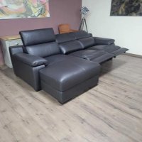 Италиански тъмно кафяв кожен ъглов диван Riccardo и ел.механизъм, снимка 4 - Дивани и мека мебел - 44297866