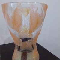красива ваза стъкло с релефни орнаменти. , снимка 2 - Вази - 42660040