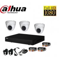 1080р Full HD комплект DAHUA - DVR + 3камери 1080р + кабели + захранване, снимка 1 - Комплекти за видеонаблюдение - 31842744