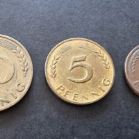 Монети . Германия. 1, 5 и 10 пфенига. 1950 година., снимка 2 - Нумизматика и бонистика - 38160577