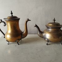 месингови кани за кафе и чай-комплект, снимка 1 - Антикварни и старинни предмети - 42166342