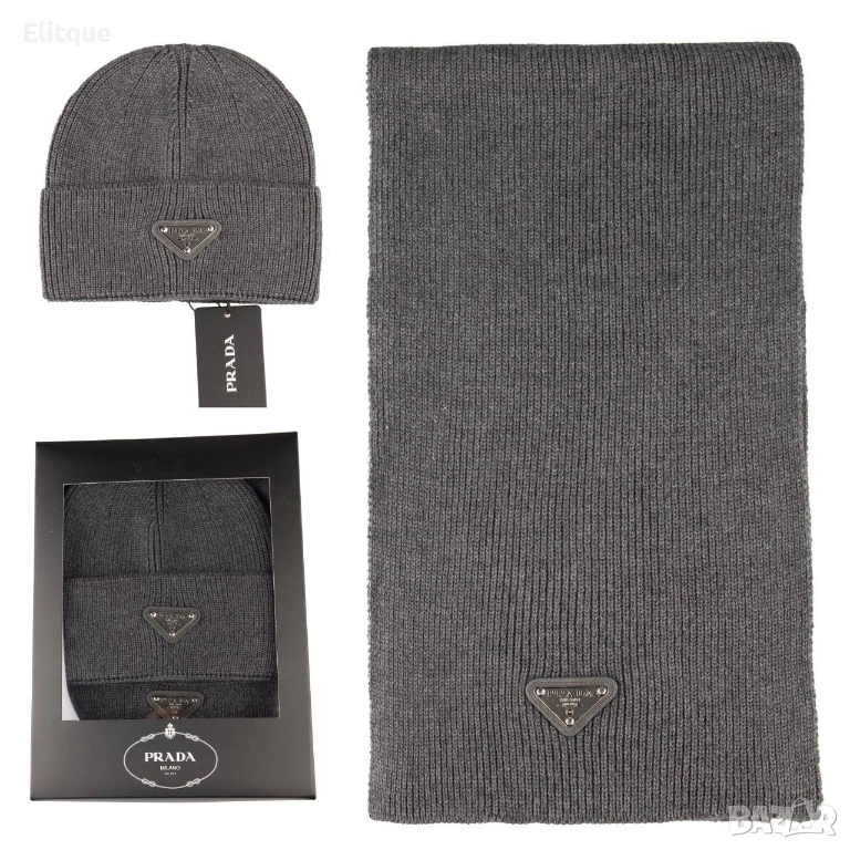 комплект шапка и шал hermes prada , снимка 1