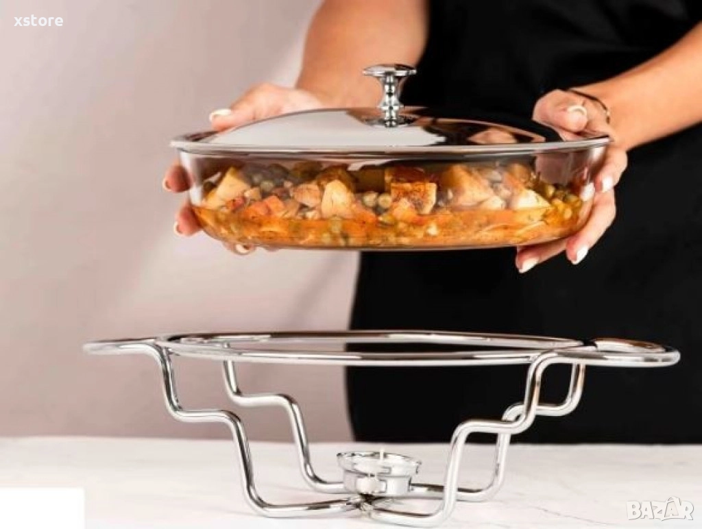 Съд за затопляне Bohmann, 1.6 л., Стоманен капак, Стъкло, Инокс, снимка 1