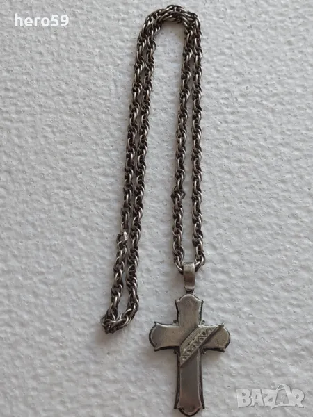 Сребърен кръст с ланец сребро 925, снимка 1