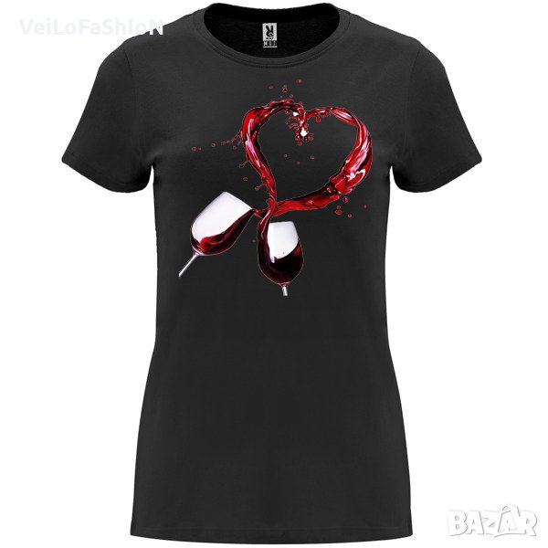 Нова дамска тениска с Вино в черен цвят, снимка 1