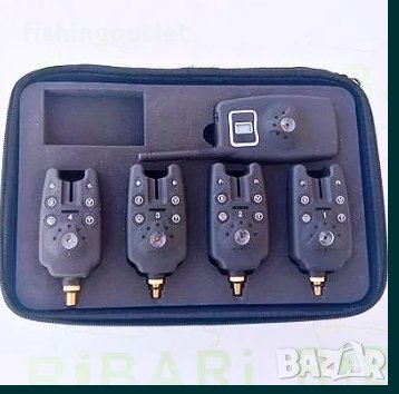  Ново ! 4 сигнализатора за риболов със станция в кожен калъф , снимка 1