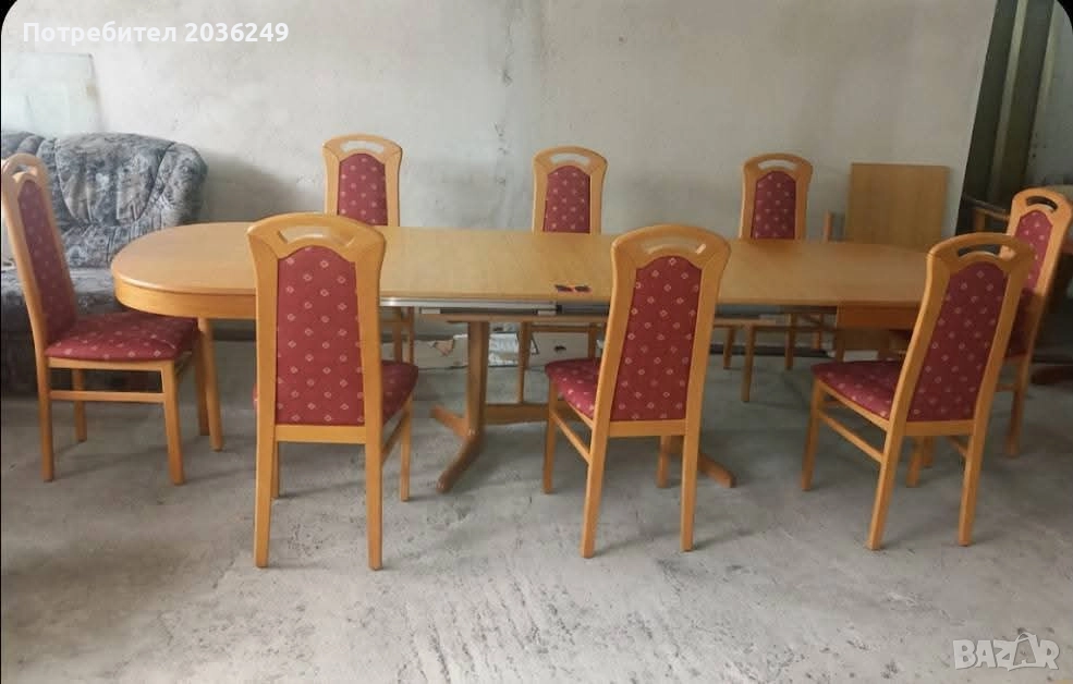 Комплект масивна разтегателна маса с 8 стола- Автомат, снимка 1