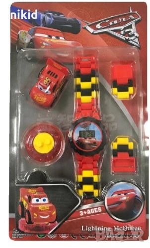 Макуин маккуин McQueen cars колите лего детски часовник с приставки, снимка 1