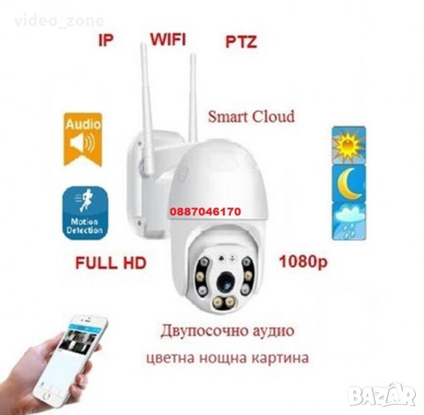 Безжична външна Full HD 5MP Lens въртяща WIFI IP camera камера, снимка 1