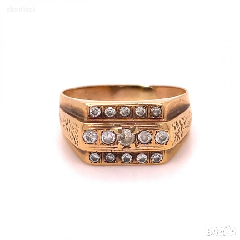 Златен мъжки пръстен 6,90гр. размер:64 14кр. проба:585 модел:5047-1, снимка 1