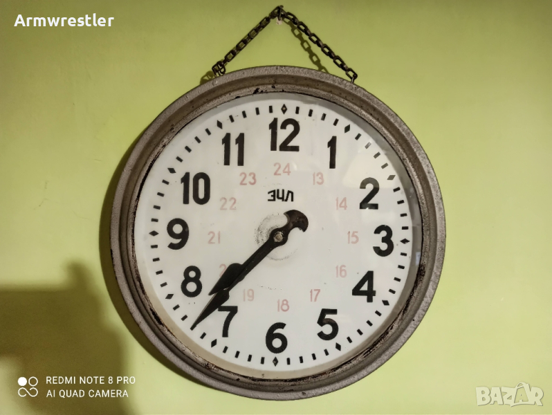 Стар Голям Руски Механичен Стенен Часовник ЗЧЛ , снимка 1