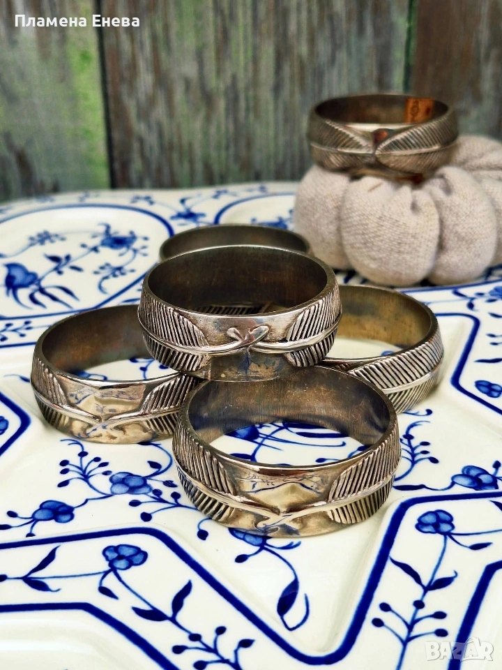 Комплект посребрени пръстени за салфетки , снимка 1