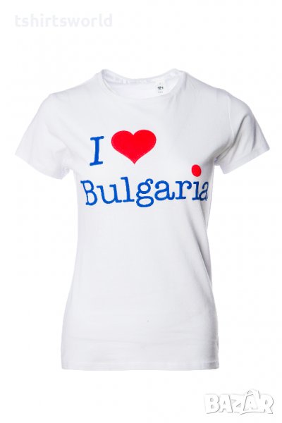Нова дамска тениска с трансферен печат I LOVE BULGARIA (Аз обичам България), снимка 1