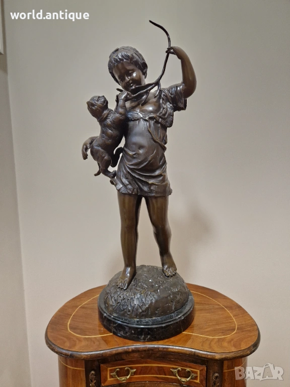 Уникална антикварна бронзова френска фигура статуетка скулптура , снимка 1
