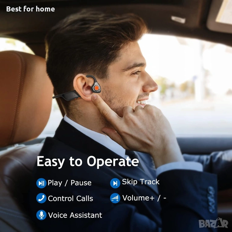 MONODEAL Bone Conduction Слушалки с Микрофон – Bluetooth 5.3, Костна проводимост, Multipoint и Бутон, снимка 1