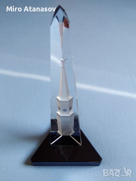 СССР кристален сувенир Спаската кула Кремъл Москва, снимка 1