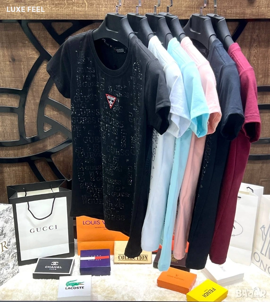 Дамска Памучна Тениска - Розова ⚜️ Guess , снимка 1