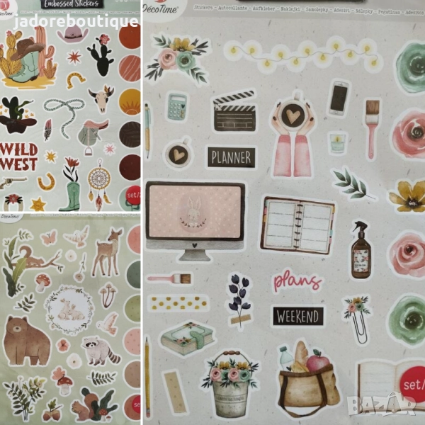 Релефни скрапбук стикери с брокат 2 листа - различни видове, снимка 1