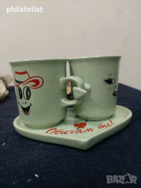 Комплект - 2 чаши и чинийка, снимка 1