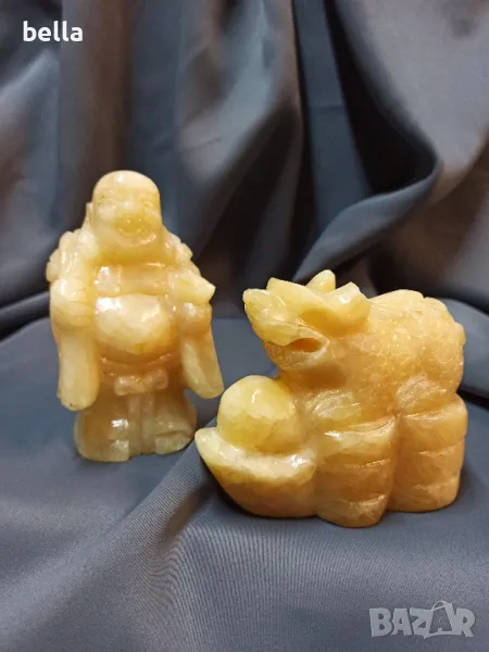 2 НЕФРИТЕНИ ПЛАСТИКИ БУДА И ДРАКОН, снимка 1