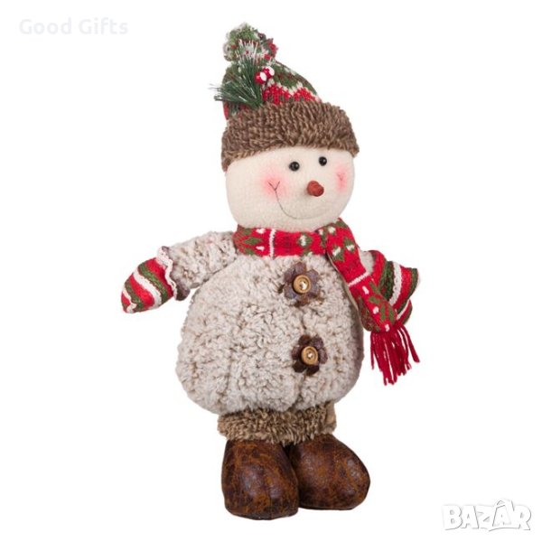 Коледен Снежен човек, Дървени копчета, 43см, снимка 1