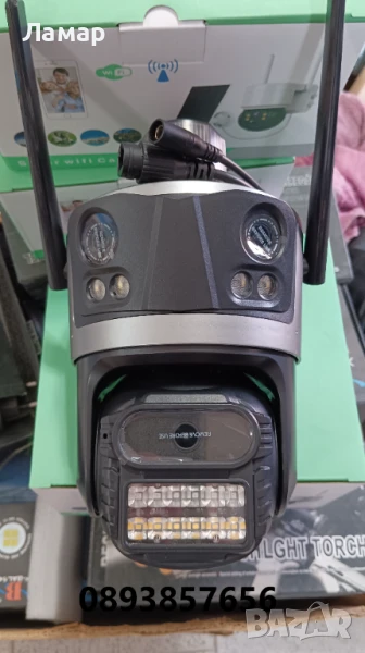 Тройна IP камера WiFi приложение iCSee безжична камера 12MP, снимка 1