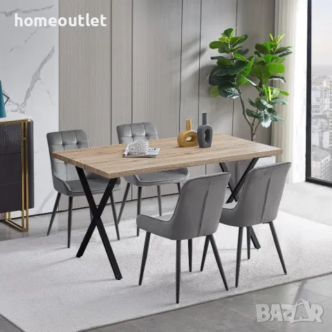 ПРОМОЦИЯ Трапезни столове с дамаска от кадифе (к-кт от 2 бр) C-U-DC-B0191DGY, снимка 2 - Столове - 49300716