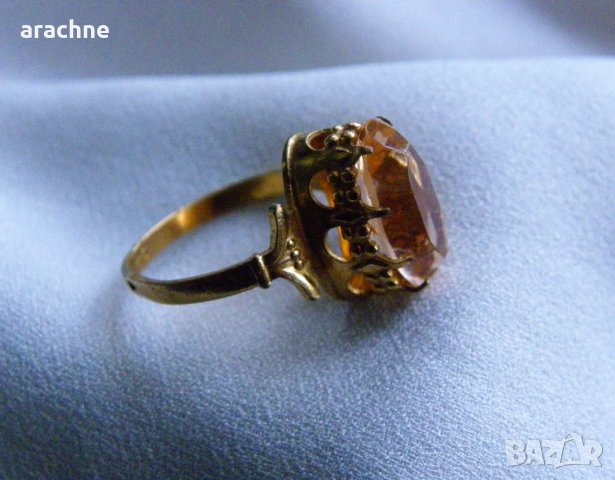 Позлатен сребърен пръстен с морганит, снимка 6 - Пръстени - 23497599