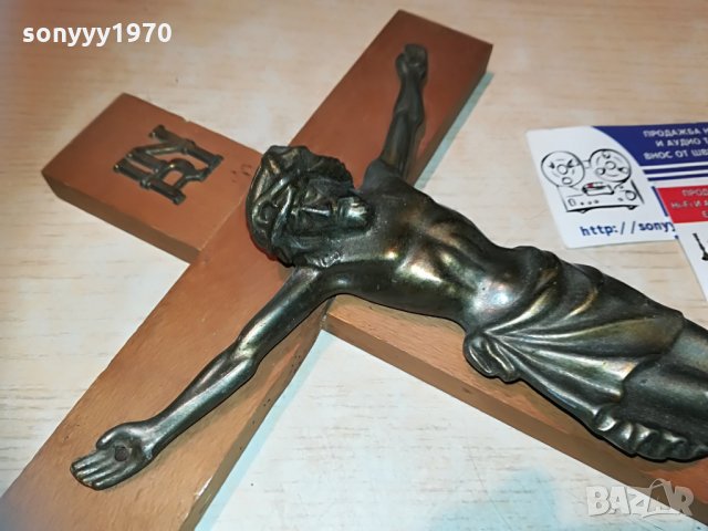 кръст с христос-масивен мед/месинг-33х21см-внос франция, снимка 7 - Антикварни и старинни предмети - 29603040